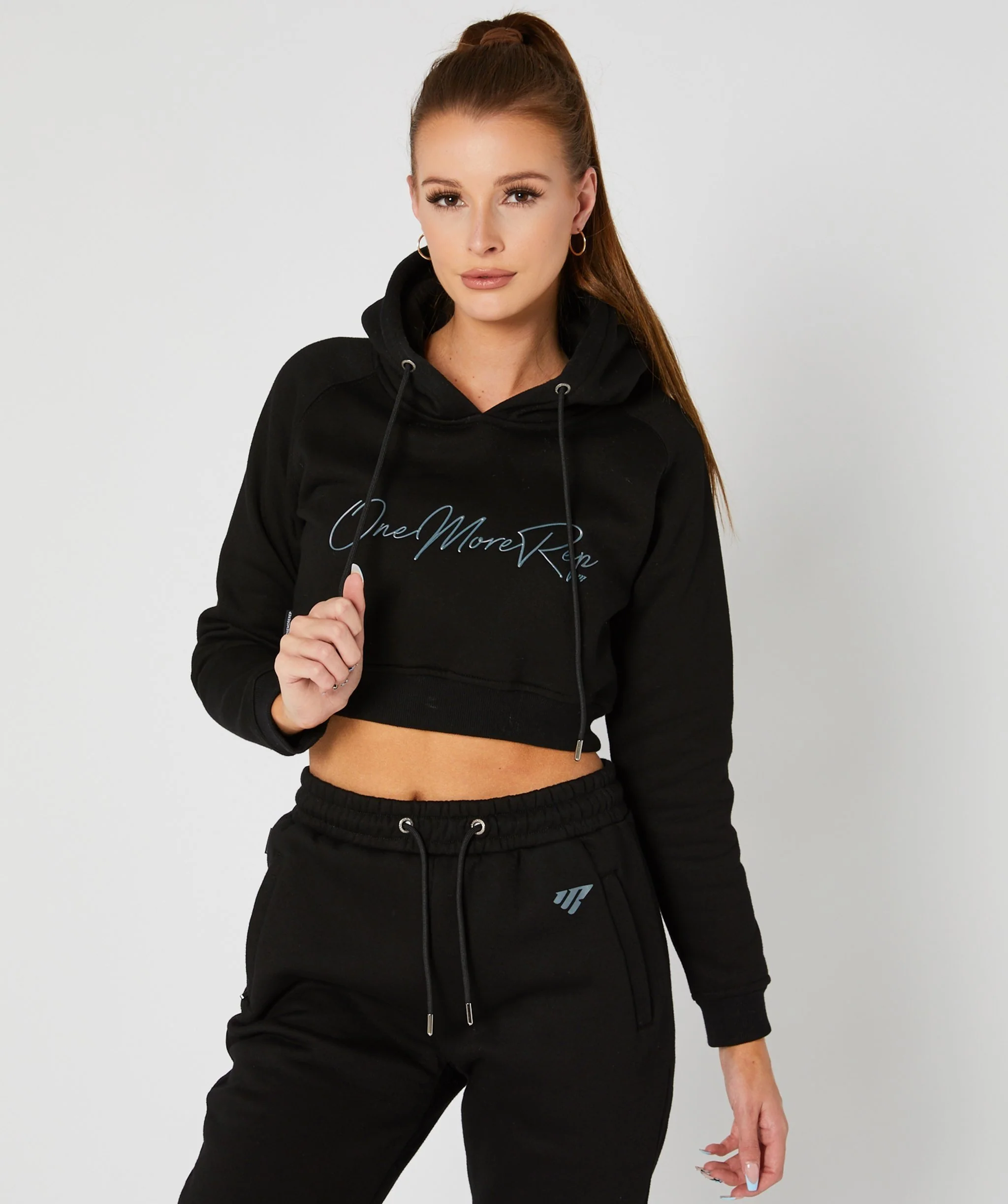 Crop Pullover Hoodie (Black) by OneMoreRep - Image 4