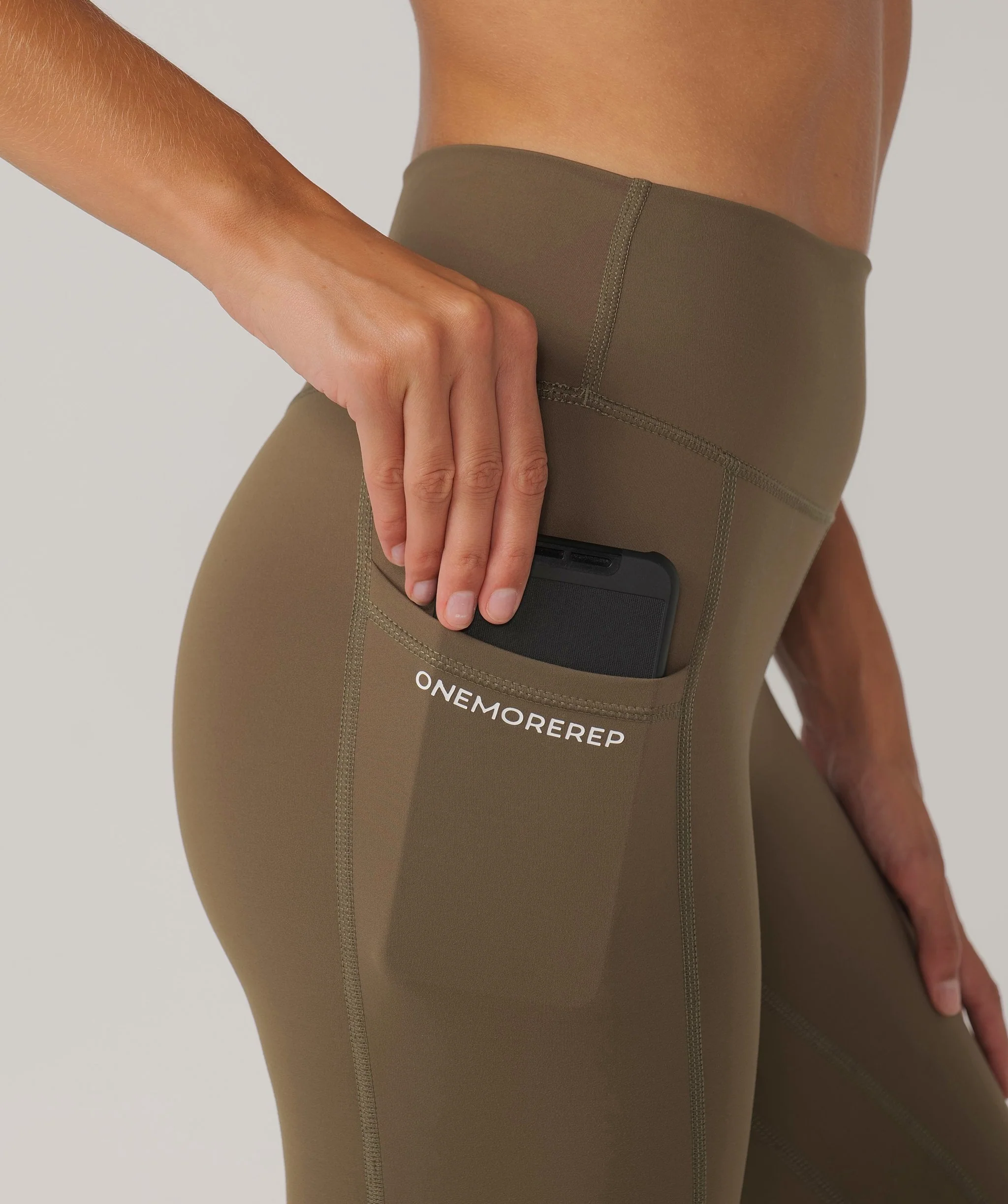 Hype Pocket Full Length Leggings (Khaki) by OneMoreRep - Image 8