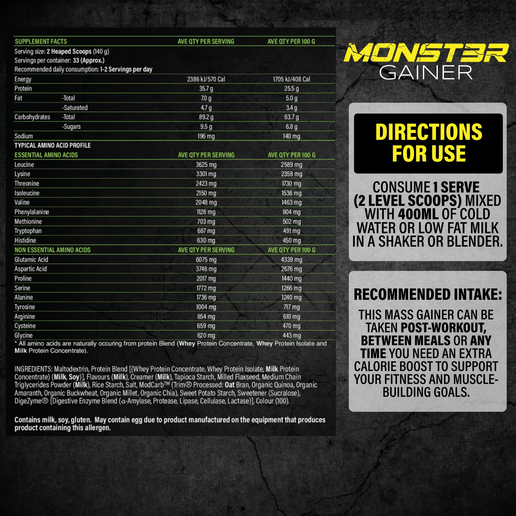 Monst3r Gainer by Anabolix Nutrition - Image 2